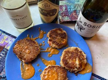 3 roussanne with risotto crab cakes